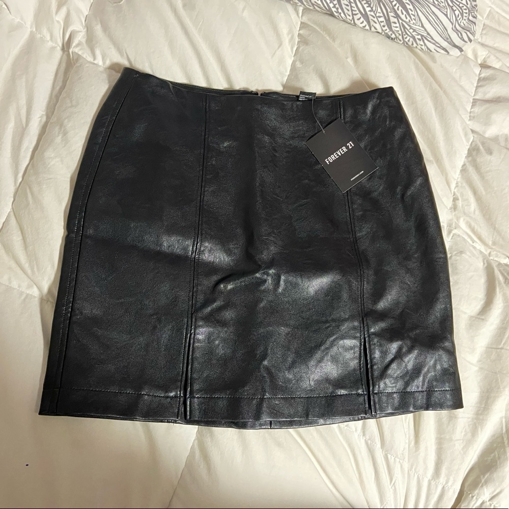 Black leather skirt